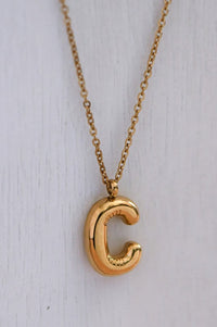 Gold Bubble Initial Necklace