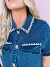Rhinestone Trim Denim Dress