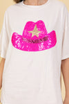 Sequin Pink Cowgirl Hat Tee