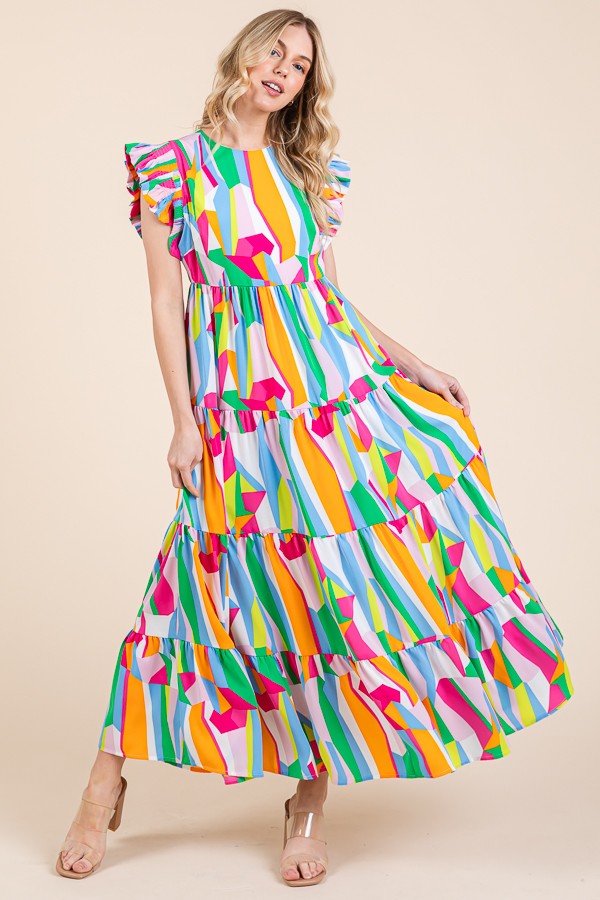Waves of Watercolor Midi Dress
