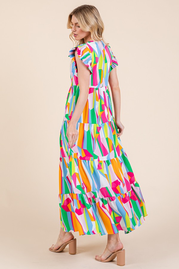 Waves of Watercolor Midi Dress