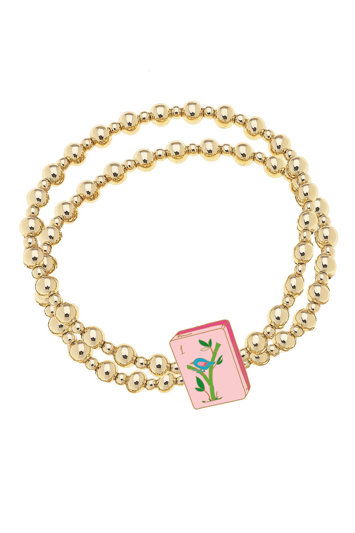 Mahjong 2-Row Ball Bead Stretch Bracelet