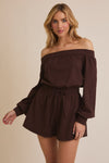 Cocoa Kiss Off-the-Shoulder Romper