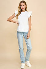 Frill Seeker White Ruffle Sleeve Top