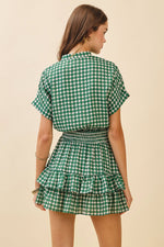 Emerald Dot Smocked Waist Mini Dress