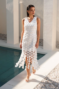 Champagne Petals Midi Dress