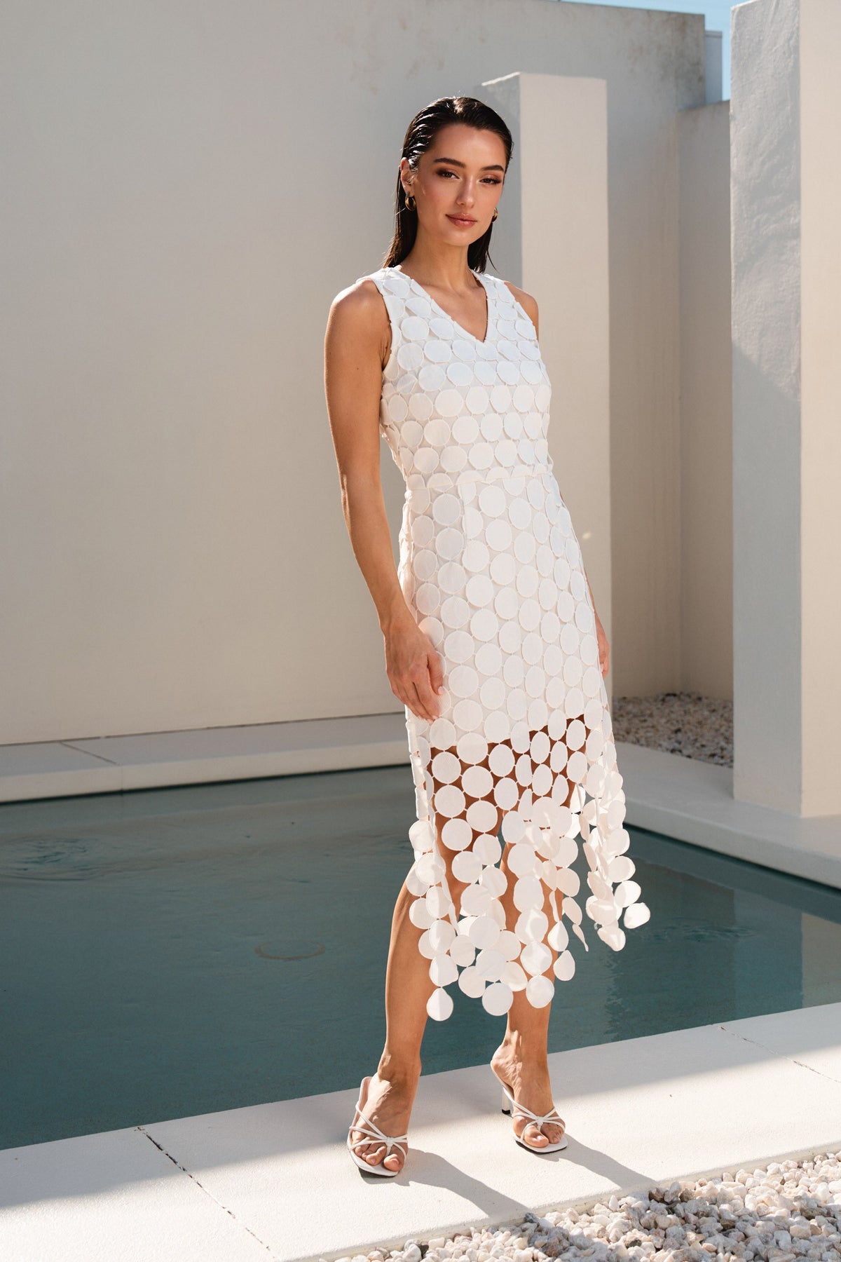 Champagne Petals Midi Dress