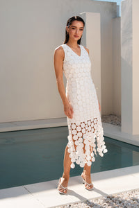 Champagne Petals Midi Dress