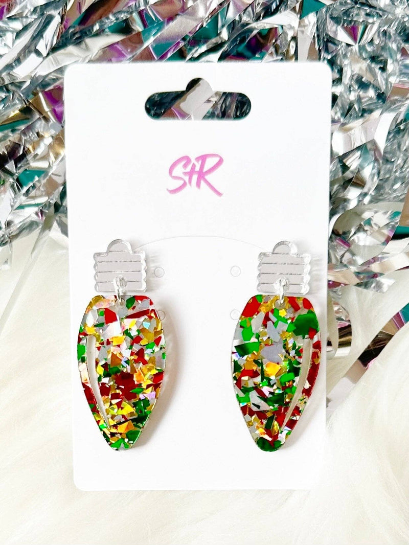 Acrylic Christmas Lightbulb Earrings