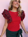 Holiday Highland Ruffle Top