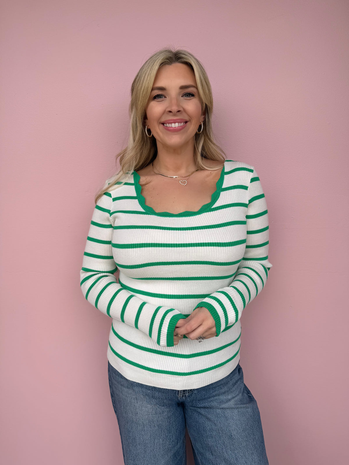 Lucky Charm Scallop Knit Top