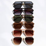 Geometric Shape Thin Frame Designed Sunglasses