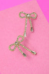 Hanging Rhinestone Bow Earrings