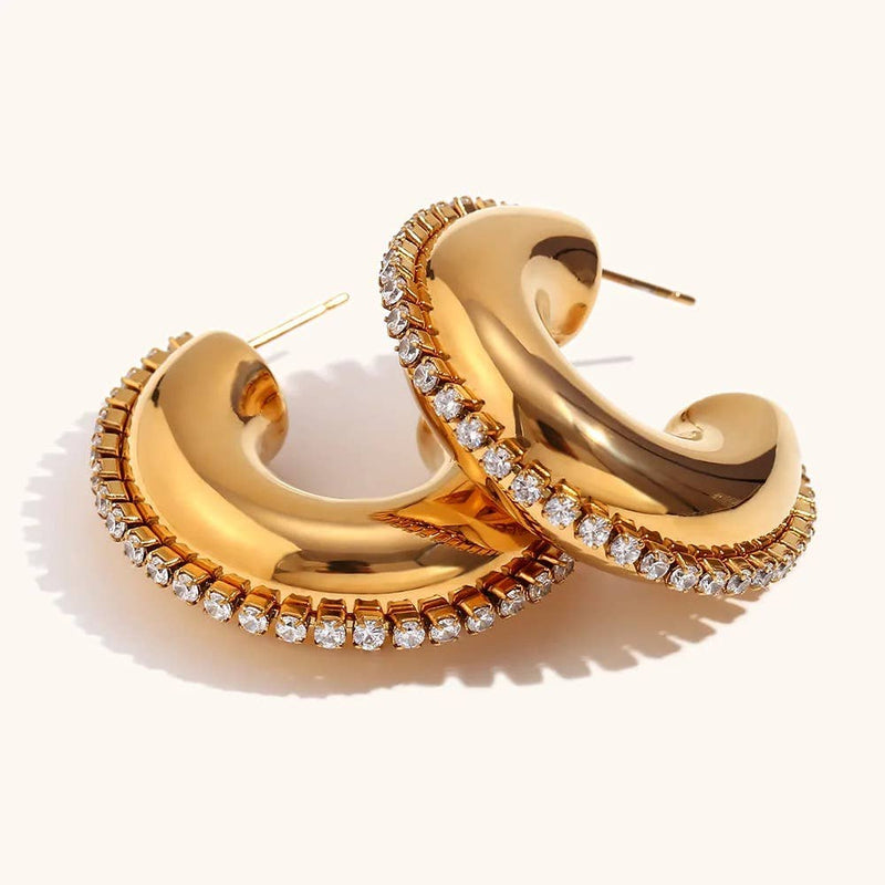 Radiance Curve Gold Hoop Earrings
