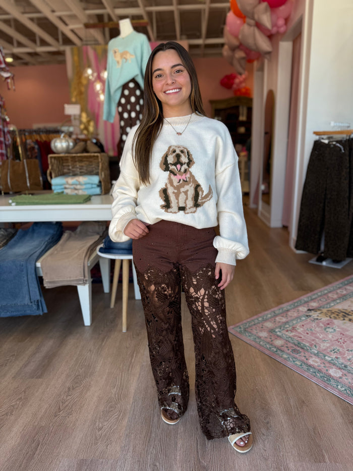 Brown Lace Jeans