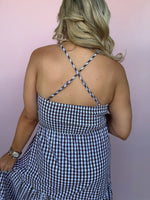 Cottage Check Cross-Back Maxi Dress