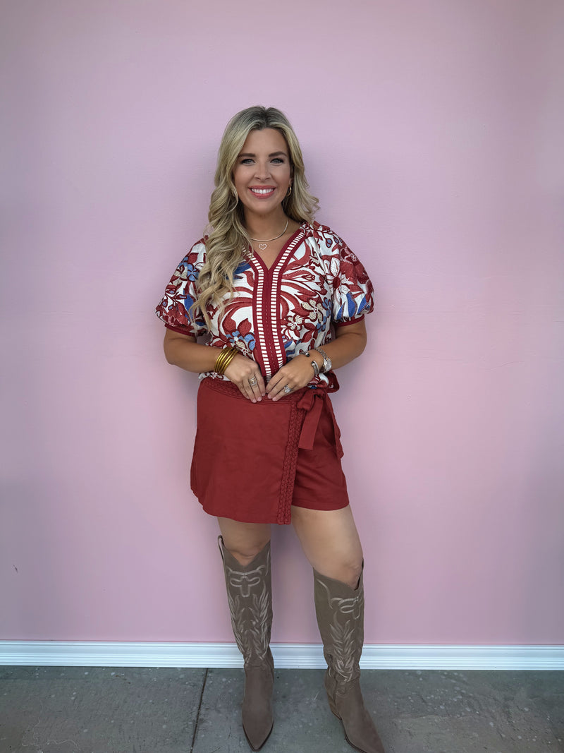 Crimson Palmetto Blouse