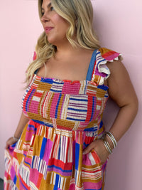 Patchwork Paradise Midi Dress