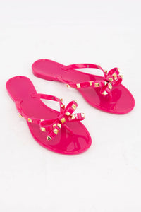 Hot Pink Rockstud Jelly Sandals