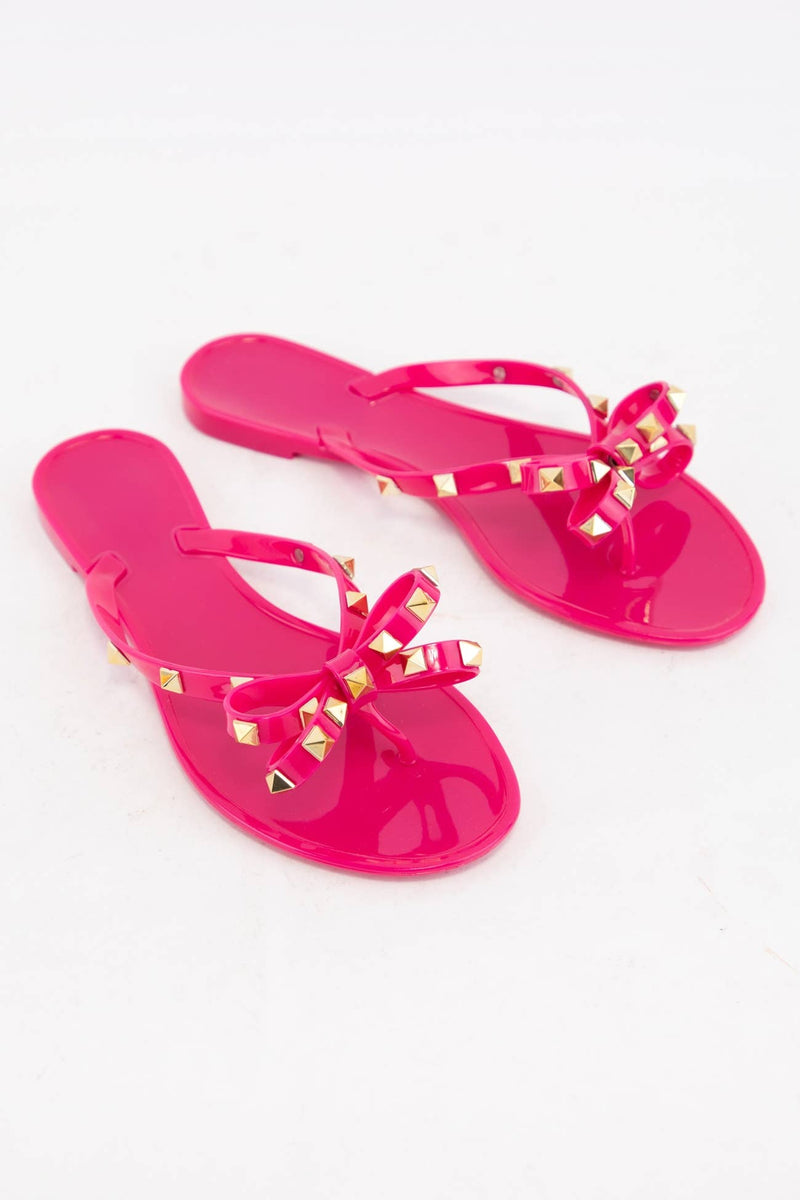 Hot Pink Rockstud Jelly Sandals
