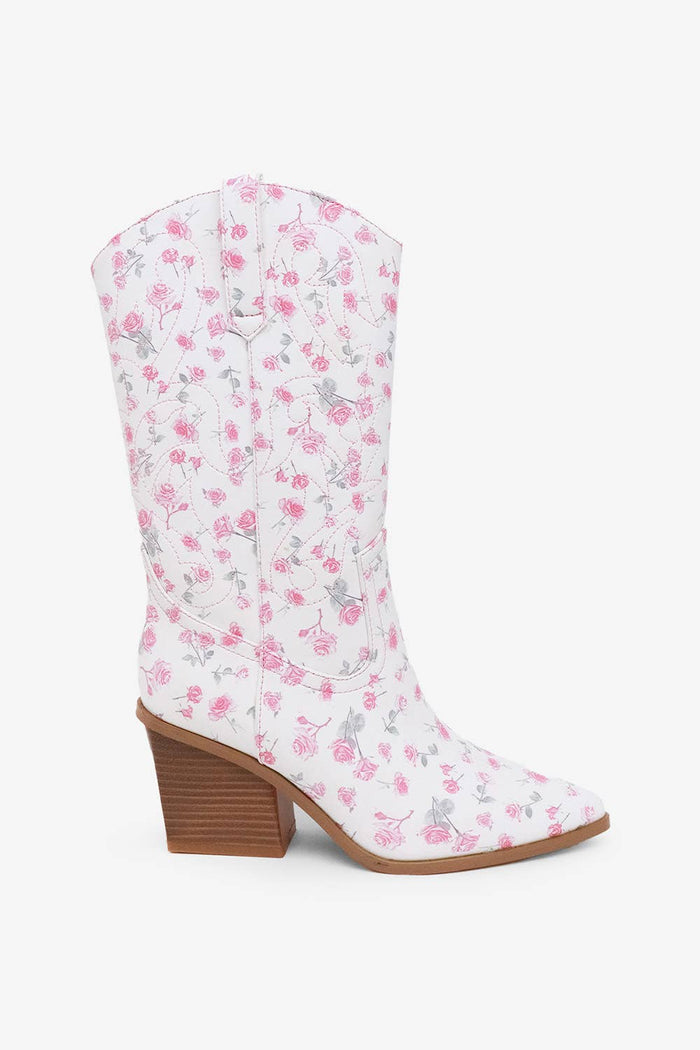 Blossom Rodeo Boots in White