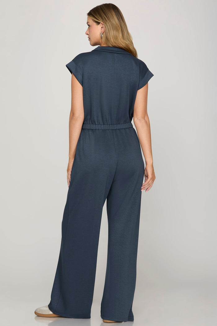 Game Day Go-To Half-Zip Scuba Jumpsuit