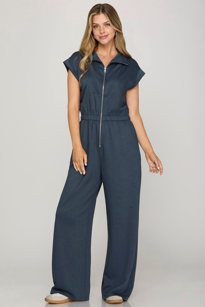 Game Day Go-To Half-Zip Scuba Jumpsuit
