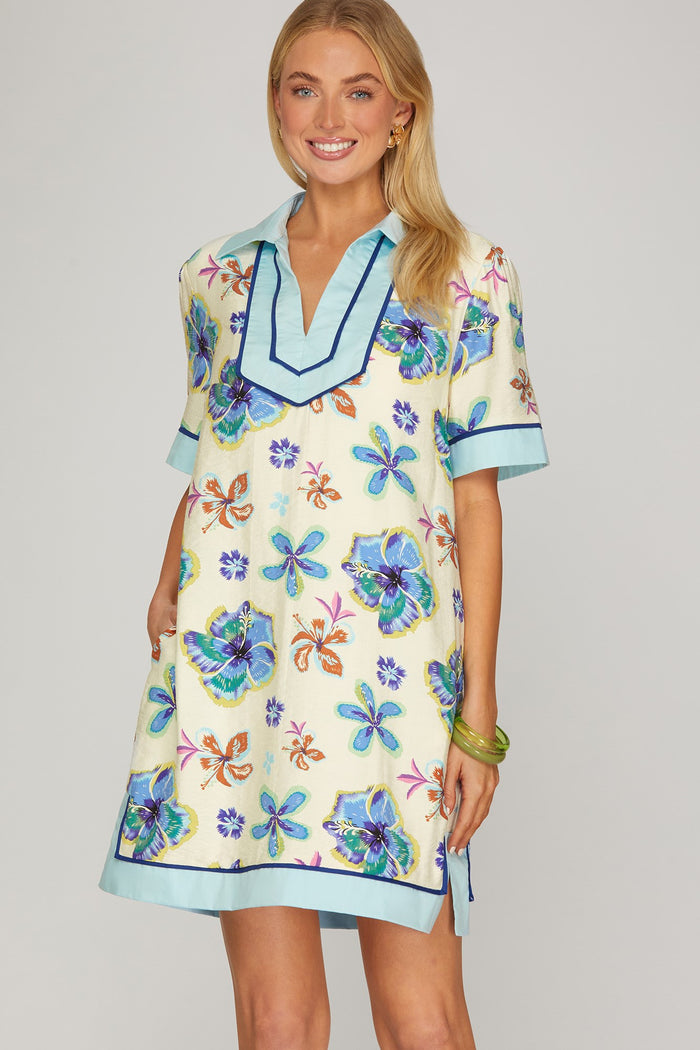 Blue Palm Club Dress