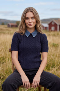 The Hampton Edit Denim Collar Sweater