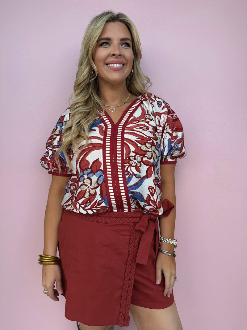 Crimson Palmetto Blouse