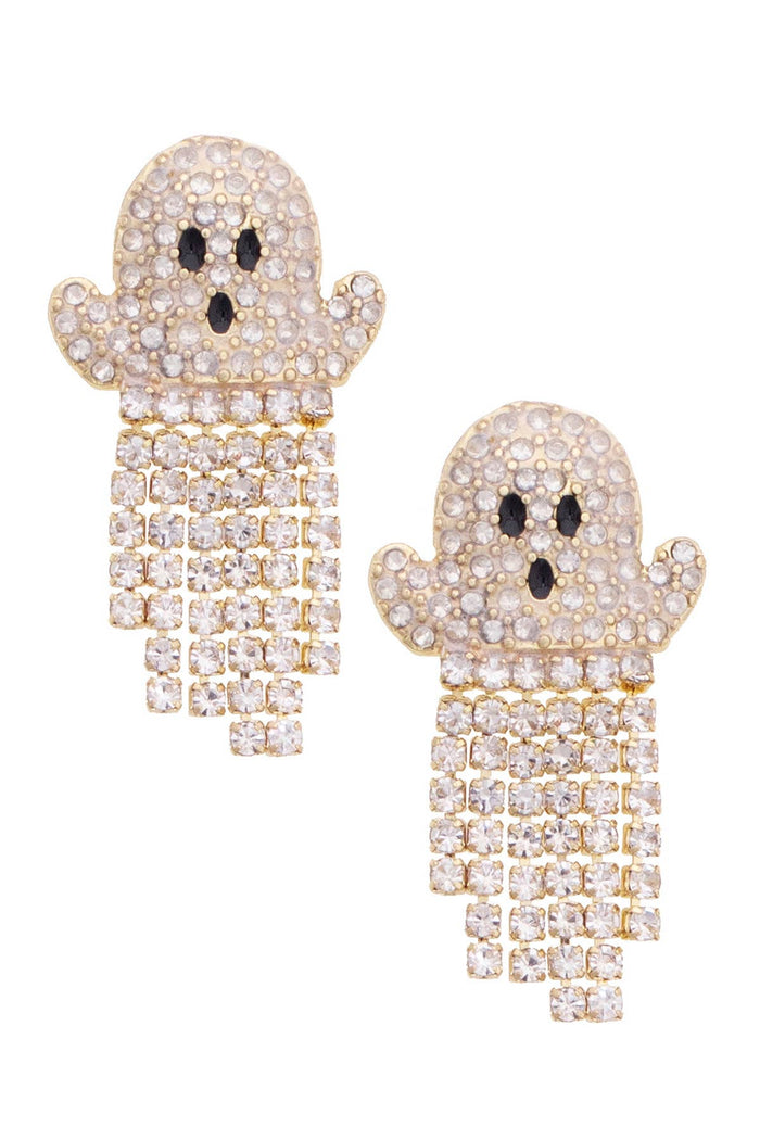 Ghost Pave Fringe Earrings in White
