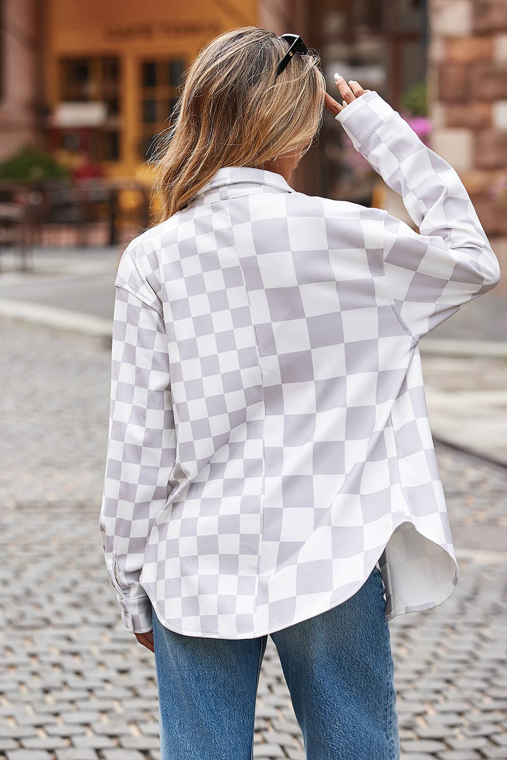 Checkmate Charm Lightweight Button-Up Jacket