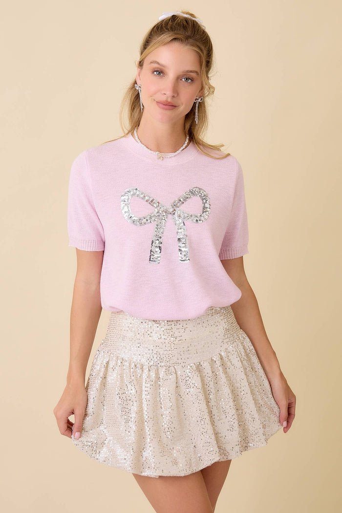 Bow Bliss Sequin Knit Top
