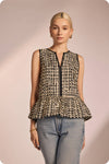 Scallop Print Sleeveless Blouse