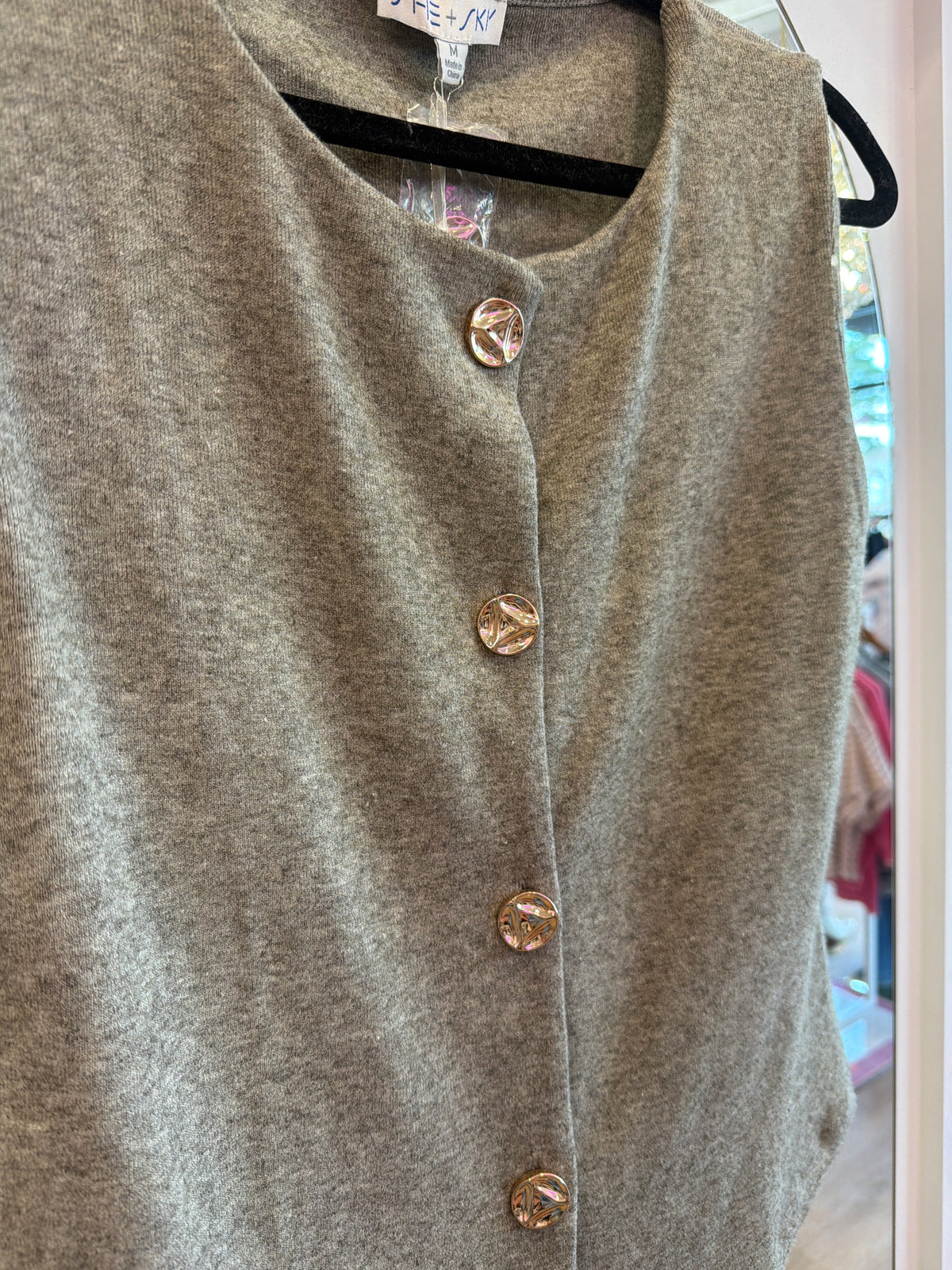 Magic Luxe Gold-Button Vest Top