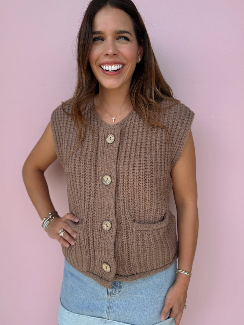 The Cocoa Knit Button Vest