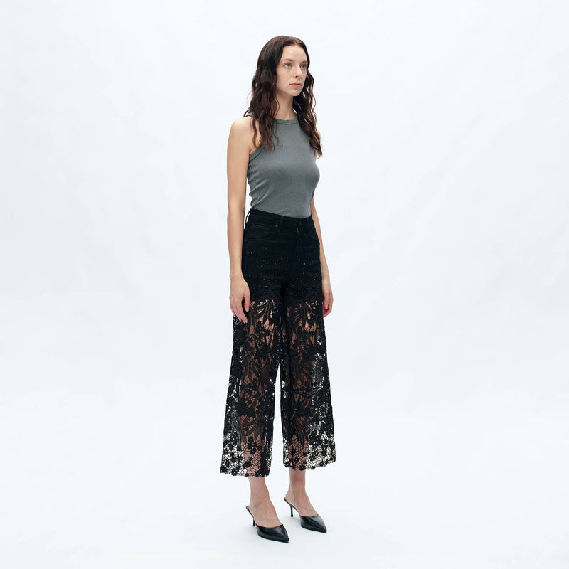 Daydream Black Denim Lace Pants