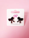 Black Glitter Acrylic Bow Stud