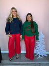 Holly Jolly Faux Leather Flare Pants