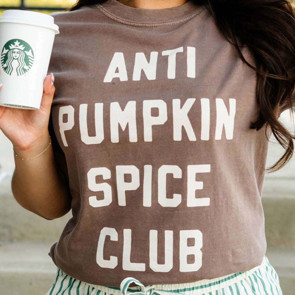 Anti Pumpkin Spice Club Graphic Tee – Coffee Lover’s T-Shirt