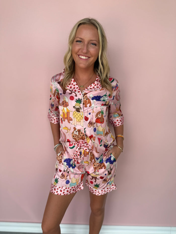 Silly Dog Satin PJ Set