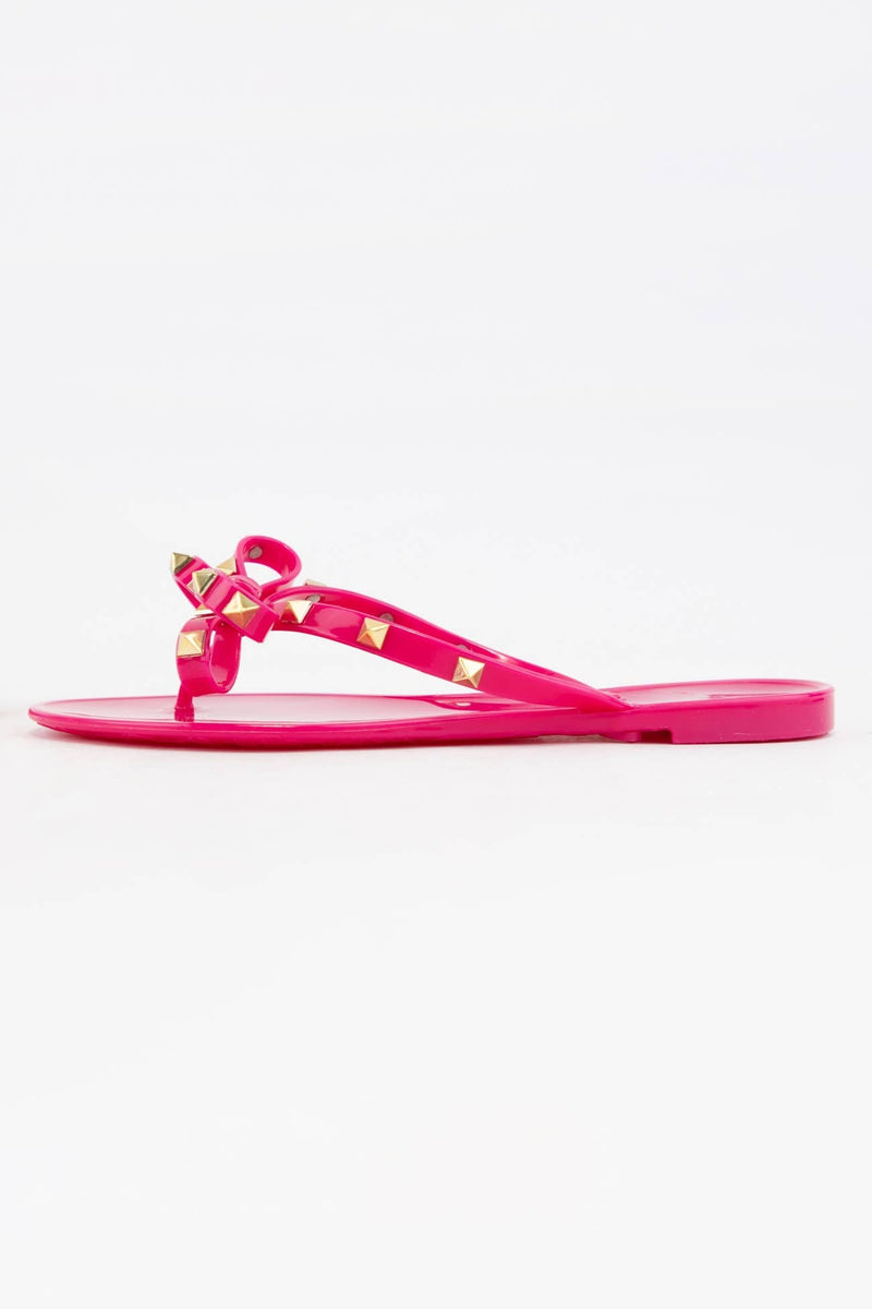 Hot Pink Rockstud Jelly Sandals