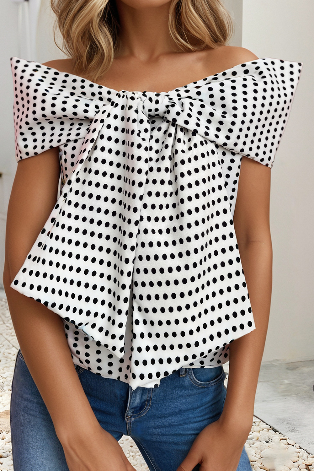 Bow About It Polka Dot Top