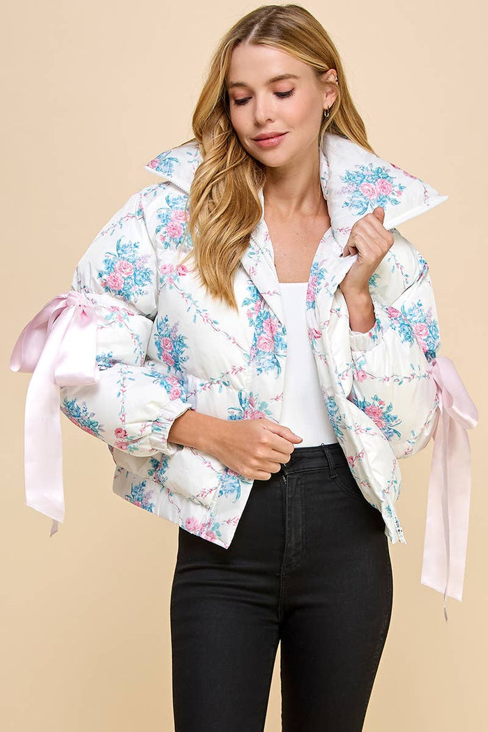 Blushing Bouquet Bow Puffer