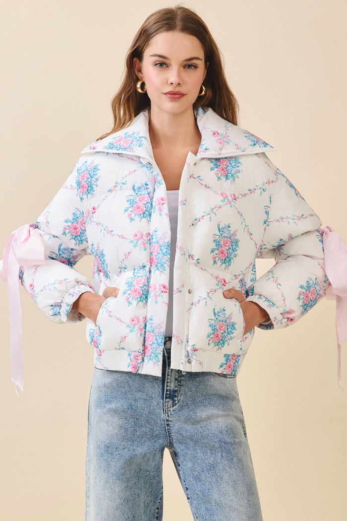 Blushing Bouquet Bow Puffer