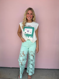Seafoam Statement Lace Jeans