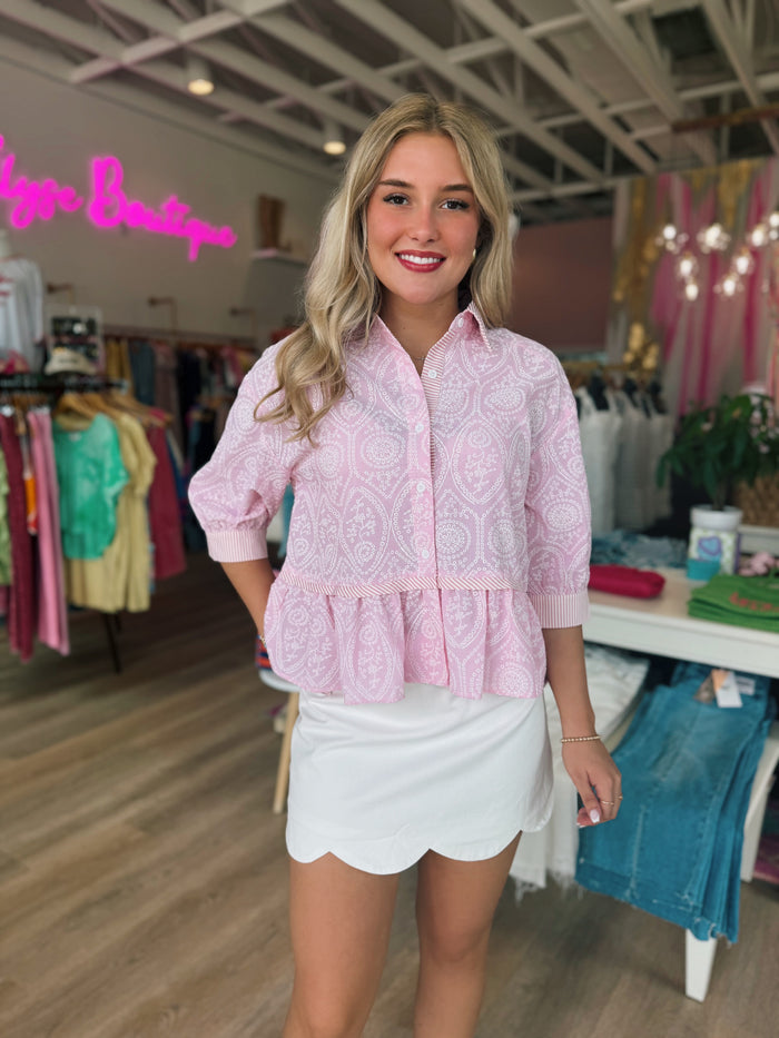 Rosé Manor Peplum Top