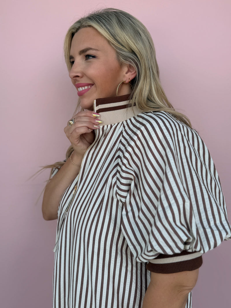 The Savannah Stripe Ruffle Dress