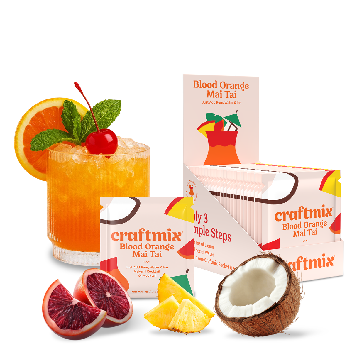 Blood Orange Mai Tai Cocktail / Mocktail Mixer