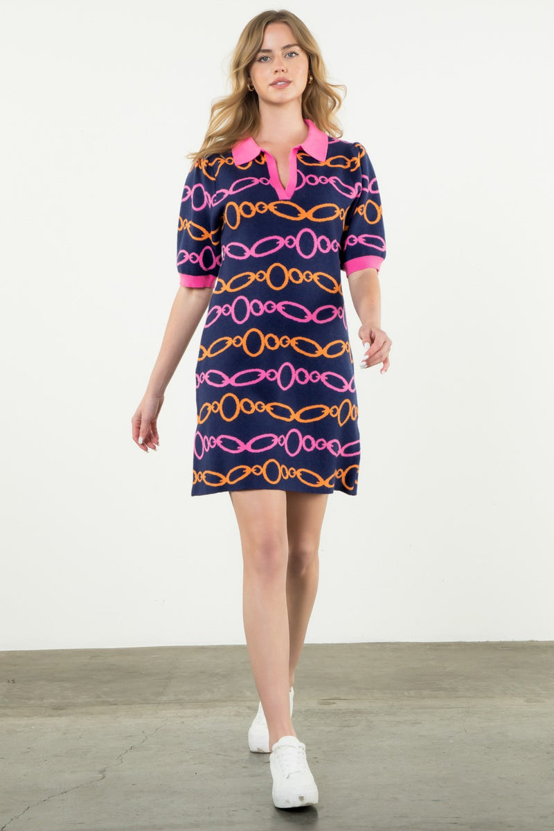 Chain Reaction Knit Polo Dress